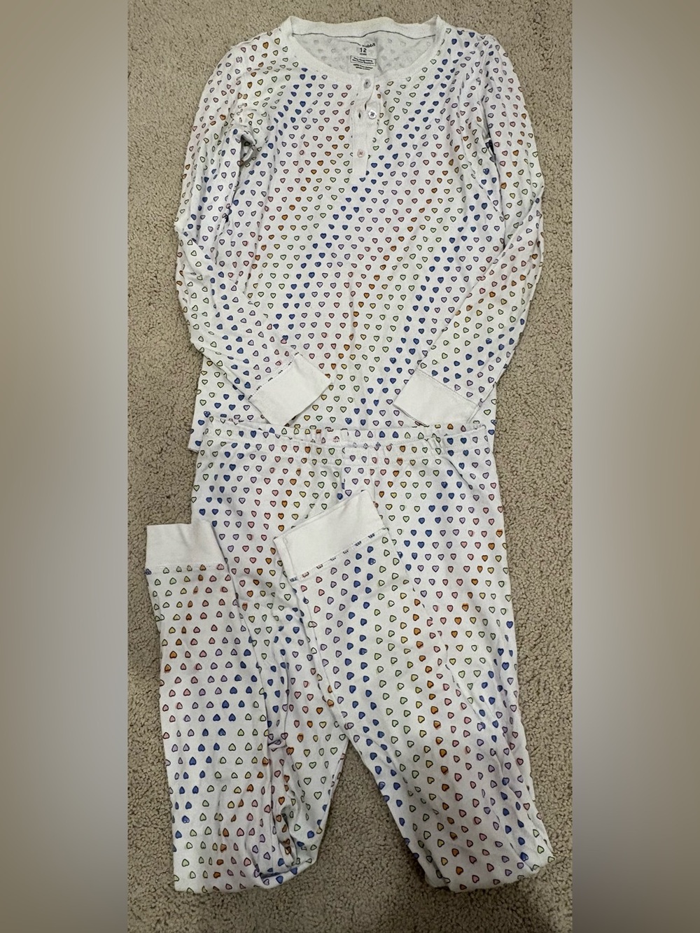 Roller Rabbit Rainbow Heart Print Pajama Set, Size 12